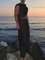 Men's Solid Color Casual Two Pieces Outfit SKUL30526