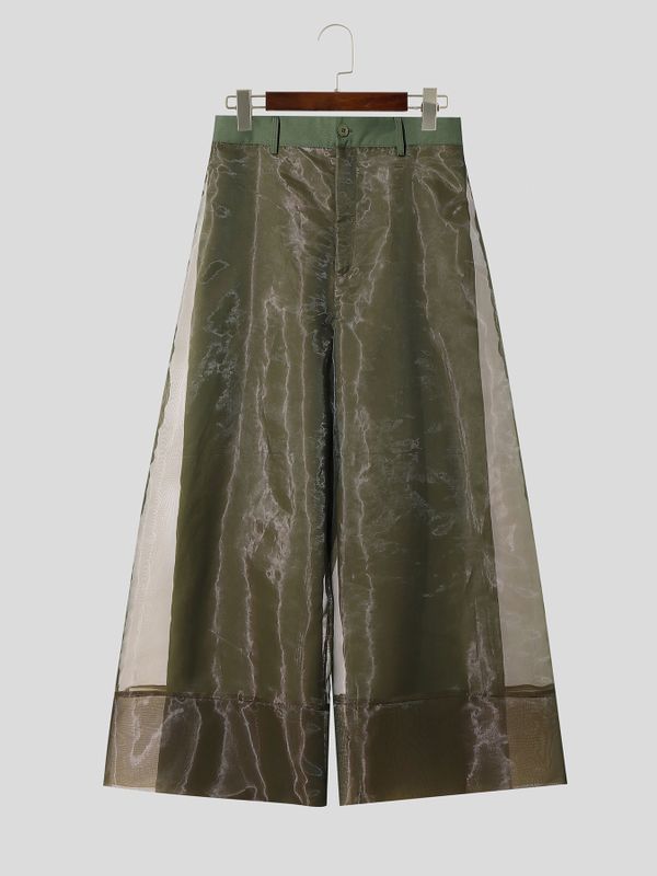 Men's Avant-Garde Sheer Organza Loose Wide Leg Palazzo Pant SKUL68199