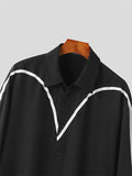 Mens Contrast Patchwork Lapel Long Sleeve Shirt SKUK43041