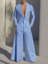 Men's Casual Striped Long Sleeve Jumpsuit SKUL30774