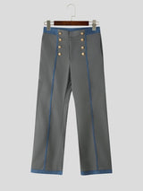Men's Avant-Garde Victorian Double-Breasted High-Waist Contrast Tailored Pant SKUL77991