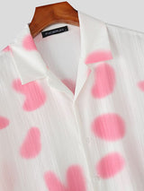 Men's Gradient Polka Dot Print Short Sleeve Shirt SKUL42242