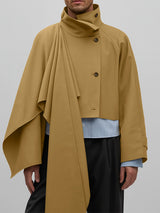 Men's Draped Cape Patchwork Cropped Long Sleeve Blazer SKUL27267