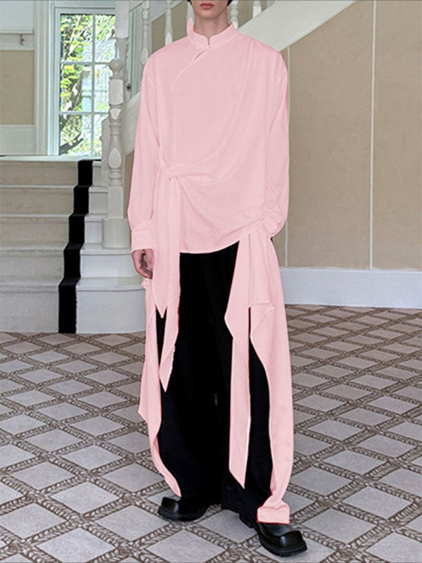 Men's Irregular Hem Long Sleeve Shirt SKUL29558