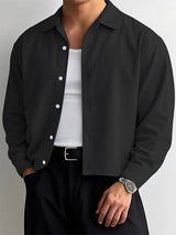 Men's Solid Color Casual Long Sleeve Shirt SKUL25952