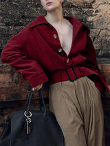 Men's Solid Color Textured Long Sleeve Jacket SKUL28412