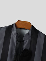 Men's 3D Floral Patchwork Striped Long Sleeve Shirt SKUL47790