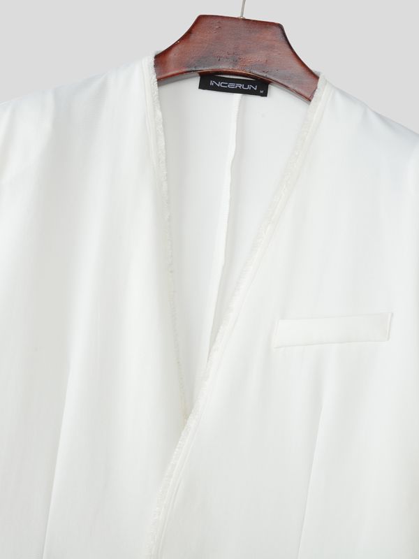 Men's Solid Color Casual Loose Two Pieces Outfit SKUL30816