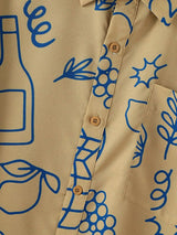 Men's Hand Drawn Print Long Sleeve Shirt SKUL39902