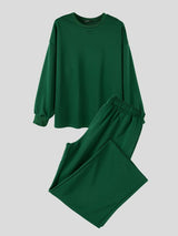 Men's Early Autumn Cozy Solid Color Loose Two Pieces Outfit SKUL80539