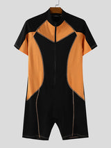 Men's Color Block Short Sleeve Bodysuit SKUL37305