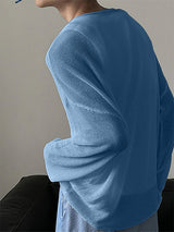 Men's Solid Semi-Sheer Long Sleeve T-Shirt SKUL27283