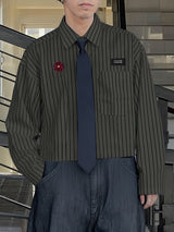 Men's Floral Patchwork Striped Long Sleeve Shirt SKUL45040