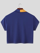 Men's Contrast Knit Cropped Short Sleeve T-shirt SKUL54034