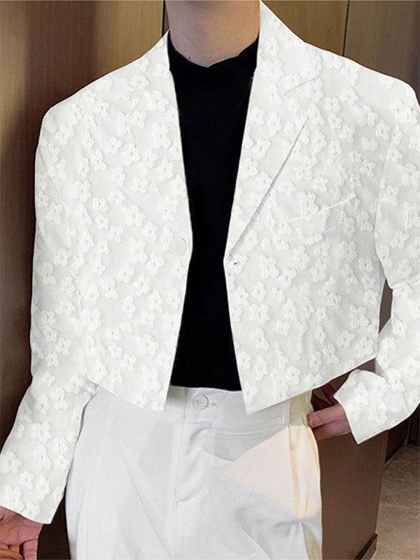 Men's Jacquard Texture Cropped Long Sleeve Blazer SKUL25814