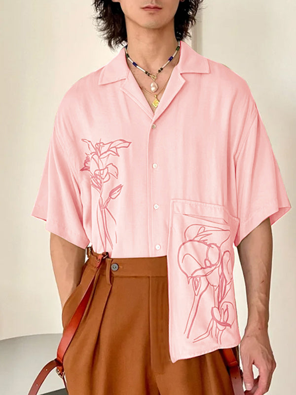 Mens Vacation Style Floral Print Short Sleeve Shirt SKUL06577