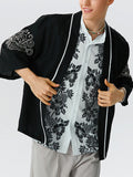 Mens Chinese Style Embroidered Contrast Kimono SKUK11783