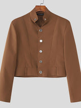 Men's Solid Color Stand Collar Slim Fit Button Blazer SKUL46007