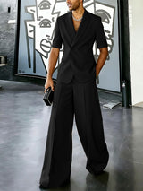 Men's Avant-Garde Genderless Aesthetic Double-Breasted Two Pieces Outfit SKUL63178