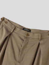 Men's Avant-Garde Zen-Style Architectural Pleated Wide-Leg Cropped Pant SKUL65174