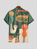 Mens Music Instrument Print Revere Collar Shirt SKUK06262
