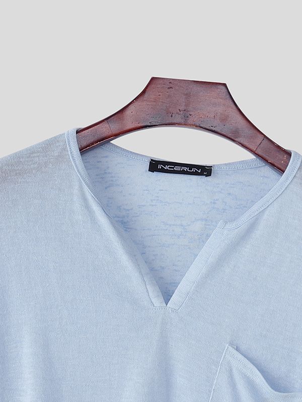 Men's Solid Color Sheer Long Sleeve T-Shirt SKUL40234