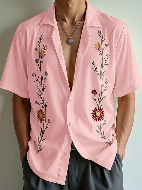 Mens Floral Print Casual Short-Sleeve Shirt SKUL07587