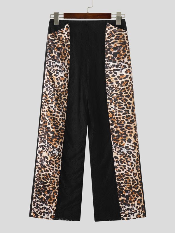 Men's Leopard Print High-Waisted Wide-Leg Pant SKUL66123