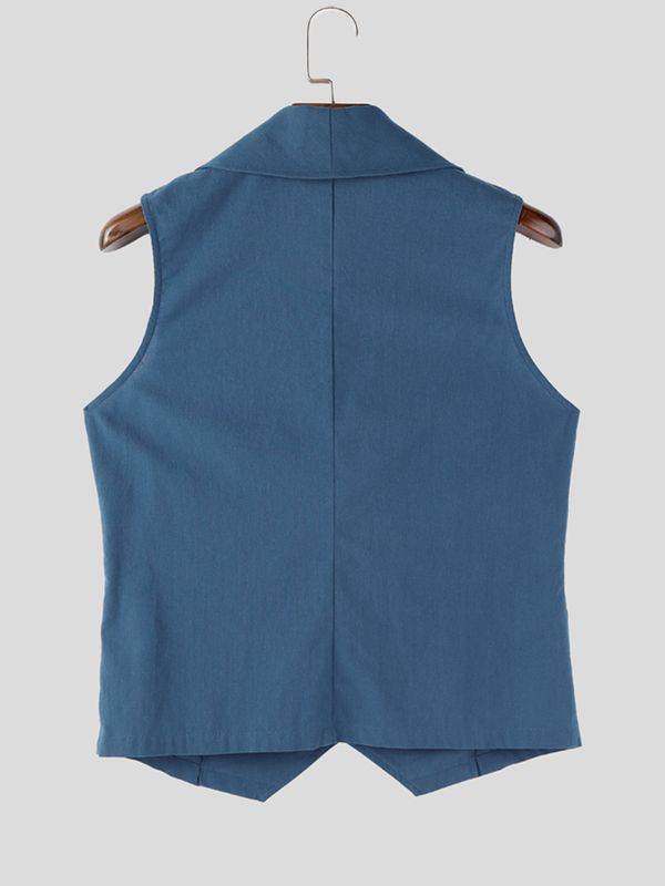 Men's Solid Color Casual Button Sleeveless Waistcoat SKUL54636