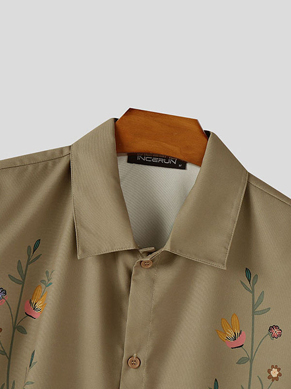 Mens Floral Print Casual Short-Sleeve Shirt SKUL07587