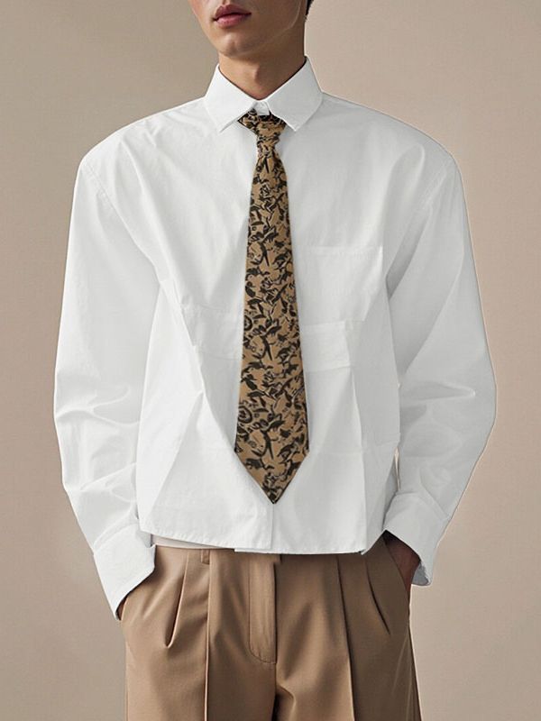 Men's Printed Tie Long Sleeve Shirt SKUL36672