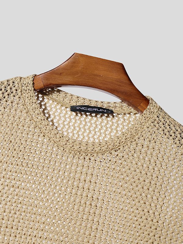 Men's Avant-Garde Hollow Out Crochet Knit Tank SKUL55434