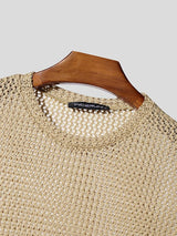 Men's Avant-Garde Hollow Out Crochet Knit Tank SKUL55434