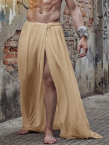 Men's Casual Sheer Loose Slit Skirt SKUL53032