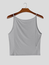 Men's Y2K Minimalist Spaghetti Strap Slim Fit Cropped Tank SKUL69706