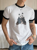 Mens Panda Print Patchwork Short Sleeve T-Shirt SKUK13577