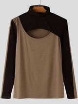 Men's Contrast Color Knit Long Sleeve T-shirt SKUL50771