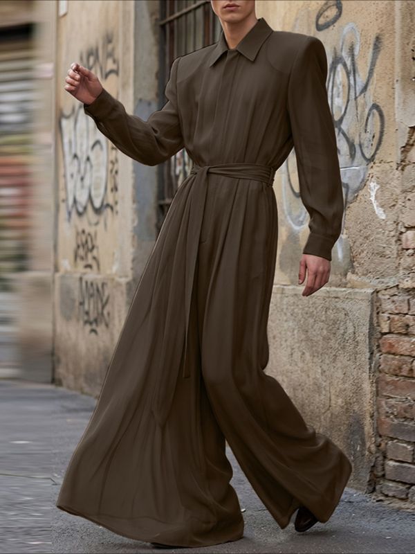 Men's Solid Color Semi Sheer Jumpsuit SKUL50098