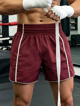 Men's Retro Muay Thai Boxing Style Contrast Piping Sports Short SKUL69707