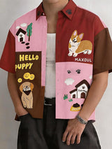 Men's Japanese Harajuku Playful Cartoon Print Short Sleeve Shirt SKUL72692