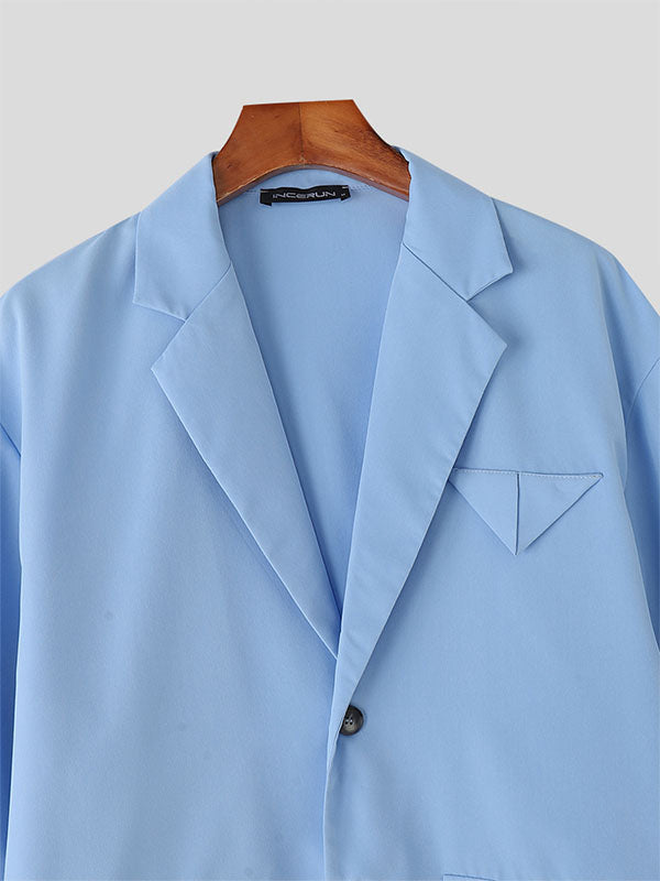 Mens Solid Color Casual Two Pieces Outfit SKUL09673