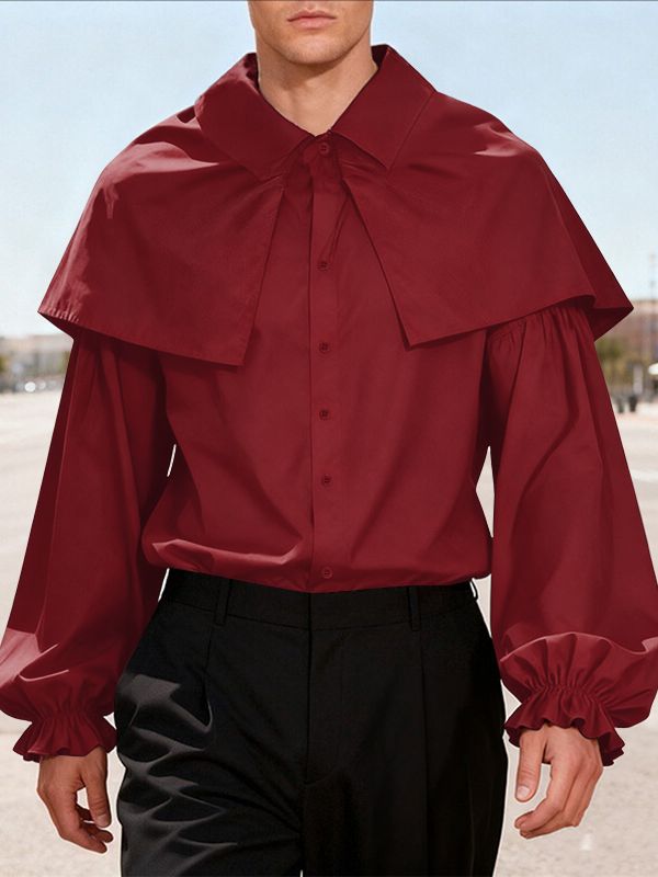 Men's Solid Color Layered Long Sleeve Shirt SKUL41159