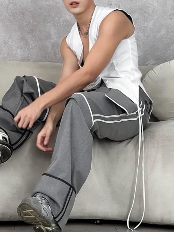 Men's Plain Tie Detail Casual Waistcoat SKUL21105