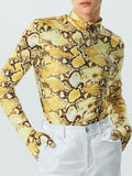Mens Snake Pattern High Neck T-Shirt SKUK27832