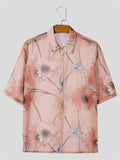 Mens Floral Print Lapel Collar Short Sleeve Shirt SKUK53843