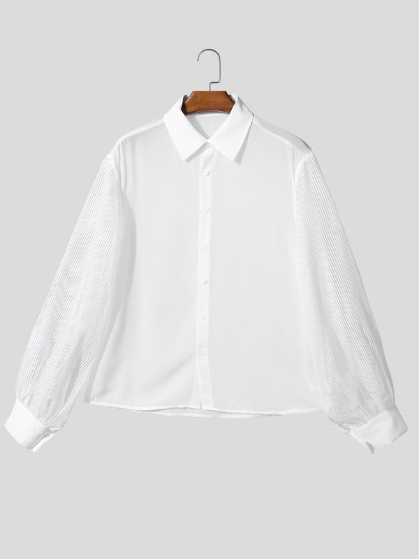 Men's Sheer Striped Long Sleeve Shirt SKUL54665