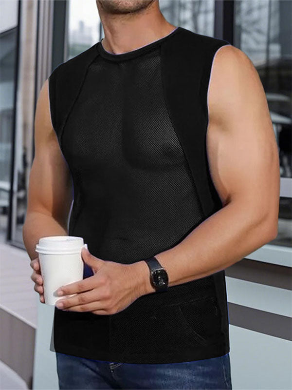 Mens Sheer Mesh Hooded Casual Tank SKUL19125