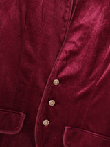 Men's Retro Quiet Luxury Cocktail Party Lustrous Velvet Metal Button Long Sleeve Stand Collar Jacket SKUL77985