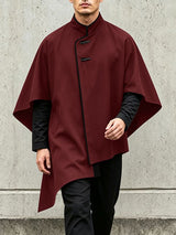 Men's Neo-Chinese Avant-Garde Asymmetrical Hemline Cape Shirt SKUL79043