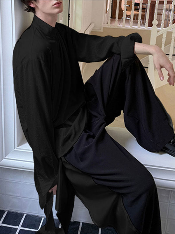 Men's Irregular Hem Long Sleeve Shirt SKUL29558